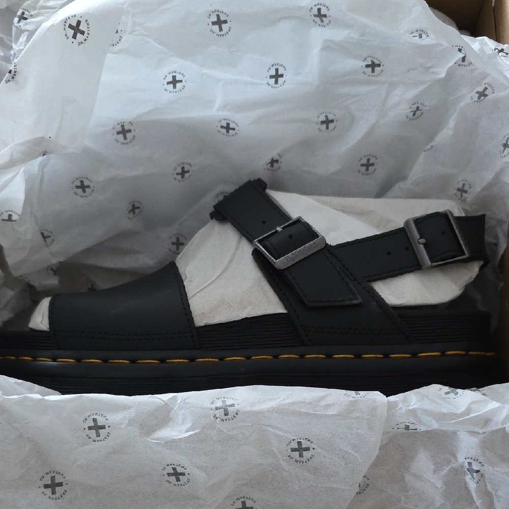 Dr. Martens Black Leather Buckle Sandals